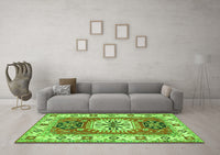 Machine Washable Persian Green Traditional Rug, wshtr753grn