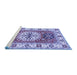 Sideview of Machine Washable Persian Blue Traditional Rug, wshtr753blu