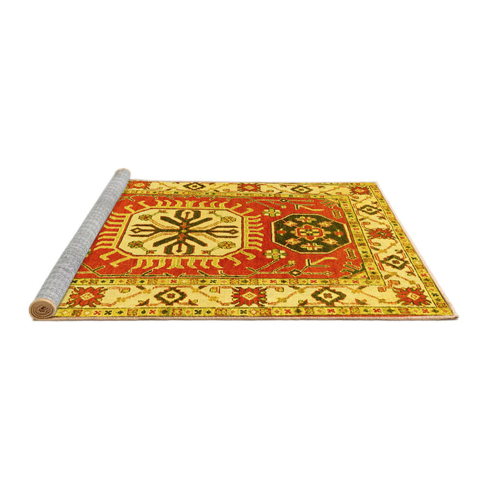 Sideview of Machine Washable Persian Yellow Traditional Rug, wshtr753yw