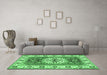 Machine Washable Persian Emerald Green Traditional Area Rugs in a Living Room,, wshtr753emgrn