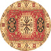 Round Persian Brown Traditional Rug, tr753brn