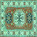 Square Persian Turquoise Traditional Rug, tr753turq