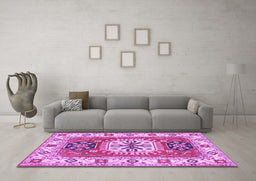 Machine Washable Persian Purple Traditional Area Rugs in a Living Room, wshtr753pur