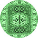 Round Persian Emerald Green Traditional Rug, tr753emgrn