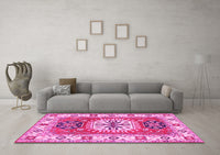 Machine Washable Persian Pink Traditional Rug, wshtr753pnk