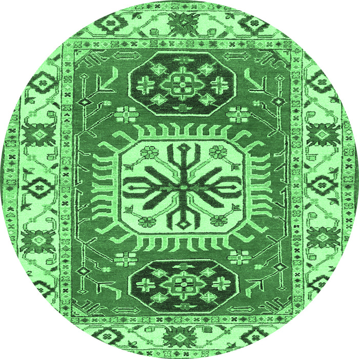 Round Machine Washable Persian Emerald Green Traditional Area Rugs, wshtr753emgrn