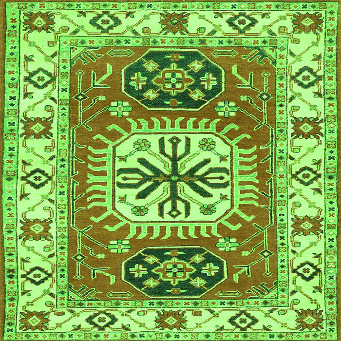 Round Machine Washable Persian Green Traditional Area Rugs, wshtr753grn