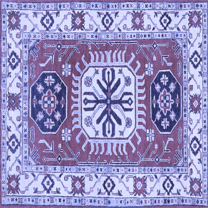 Square Machine Washable Persian Blue Traditional Rug, wshtr753blu