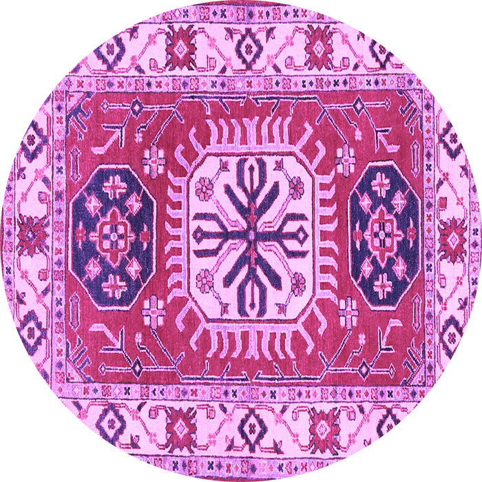 Round Machine Washable Persian Purple Traditional Area Rugs, wshtr753pur