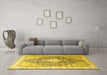 Machine Washable Persian Yellow Traditional Rug in a Living Room, wshtr754yw