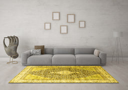 Machine Washable Persian Yellow Traditional Rug in a Living Room, wshtr754yw