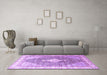Machine Washable Persian Purple Traditional Area Rugs in a Living Room, wshtr754pur