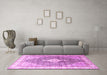 Machine Washable Persian Pink Traditional Rug in a Living Room, wshtr754pnk