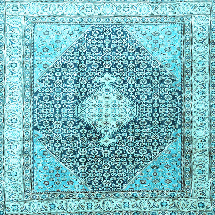 Square Machine Washable Persian Light Blue Traditional Rug, wshtr754lblu