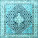 Square Machine Washable Persian Light Blue Traditional Rug, wshtr754lblu