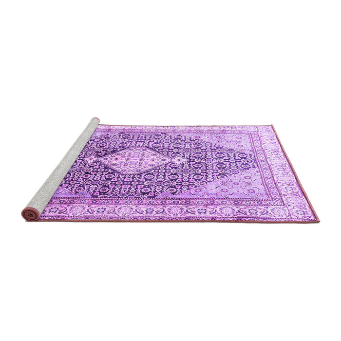 Sideview of Machine Washable Persian Purple Traditional Area Rugs, wshtr754pur