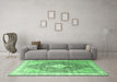Machine Washable Persian Emerald Green Traditional Area Rugs in a Living Room,, wshtr754emgrn