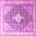 Square Machine Washable Persian Pink Traditional Rug, wshtr754pnk