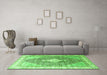 Machine Washable Persian Green Traditional Area Rugs in a Living Room,, wshtr754grn