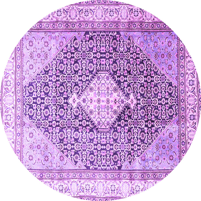 Round Machine Washable Persian Purple Traditional Area Rugs, wshtr754pur