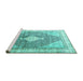 Sideview of Machine Washable Persian Turquoise Traditional Area Rugs, wshtr754turq