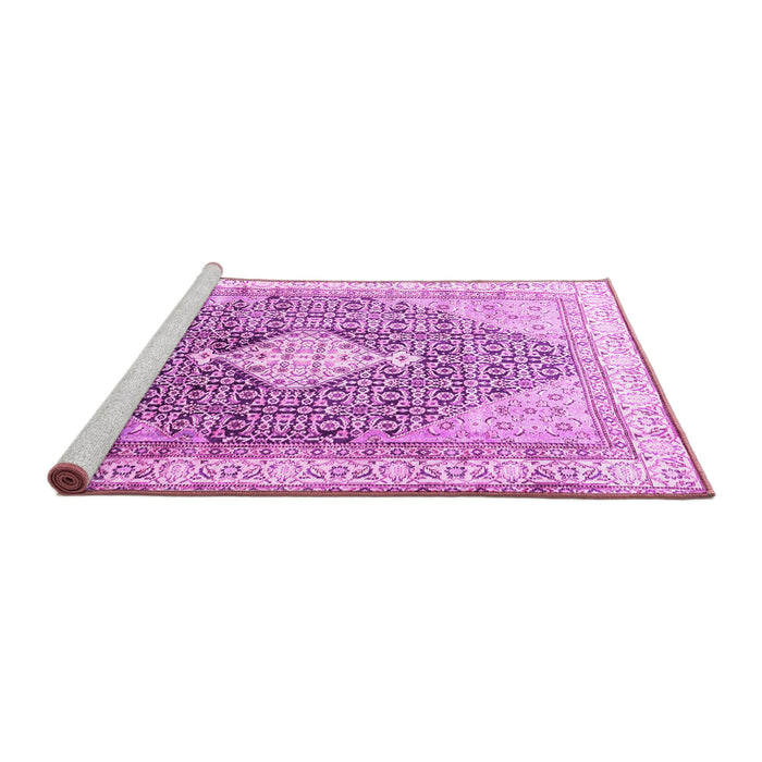 Sideview of Machine Washable Persian Pink Traditional Rug, wshtr754pnk