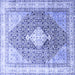 Square Machine Washable Persian Blue Traditional Rug, wshtr754blu