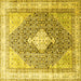 Square Machine Washable Persian Yellow Traditional Rug, wshtr754yw