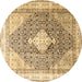 Round Persian Brown Traditional Rug, tr754brn