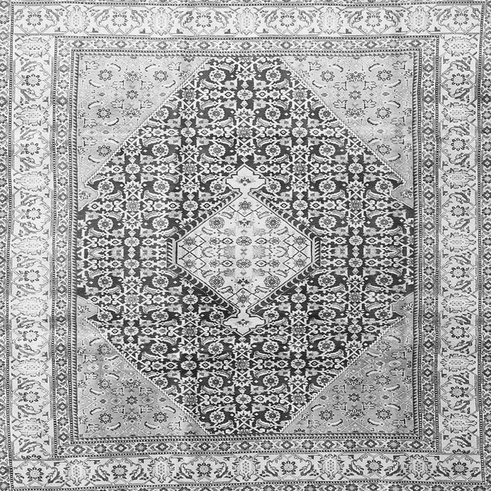 Round Machine Washable Persian Gray Traditional Rug, wshtr754gry