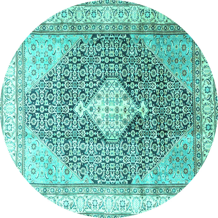 Round Machine Washable Persian Turquoise Traditional Area Rugs, wshtr754turq
