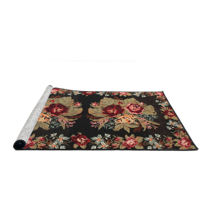 Sideview of Machine Washable Traditional Night Red Rug, wshtr755