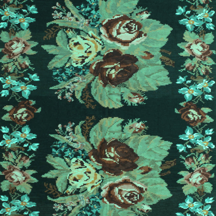 Machine Washable Persian Turquoise Traditional Area Rugs, wshtr755turq