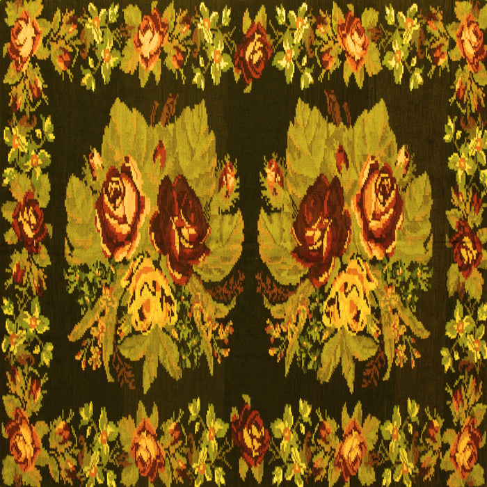 Square Persian Yellow Traditional Rug, tr755yw