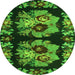 Square Persian Green Traditional Rug, tr755grn