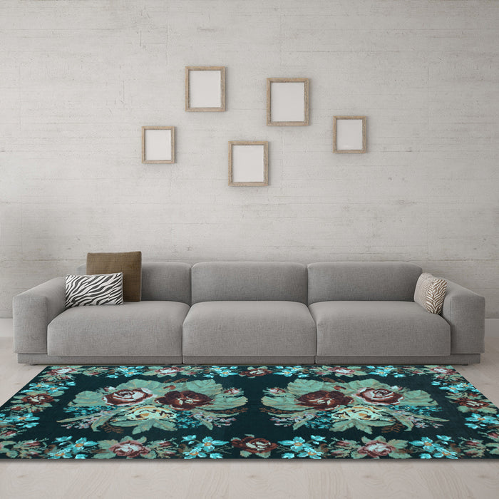 Machine Washable Persian Light Blue Traditional Rug in a Living Room, wshtr755lblu