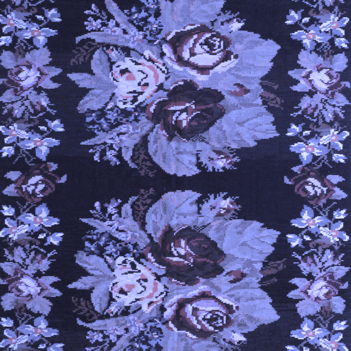 Machine Washable Persian Blue Traditional Rug, wshtr755blu