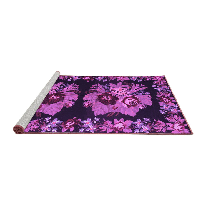 Sideview of Machine Washable Persian Purple Traditional Area Rugs, wshtr755pur