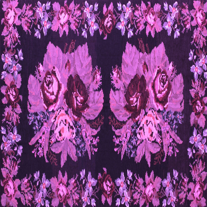 Square Machine Washable Persian Purple Traditional Area Rugs, wshtr755pur