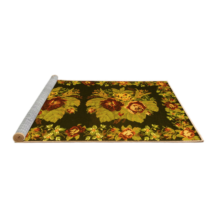 Sideview of Machine Washable Persian Yellow Traditional Rug, wshtr755yw