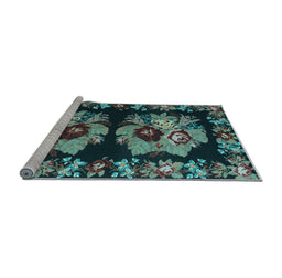 Sideview of Machine Washable Persian Light Blue Traditional Rug, wshtr755lblu