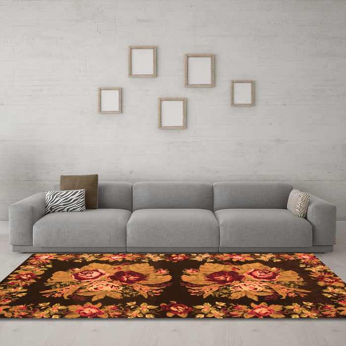 Machine Washable Persian Orange Traditional Area Rugs in a Living Room, wshtr755org