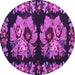 Round Persian Purple Traditional Rug, tr755pur