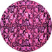 Round Machine Washable Medallion Pink French Rug, wshtr756pnk