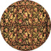 Round Medallion Brown French Rug, tr756brn