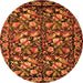 Machine Washable Medallion Orange French Area Rugs, wshtr756org