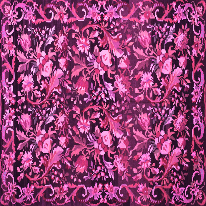 Square Machine Washable Medallion Pink French Rug, wshtr756pnk