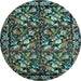 Round Medallion Light Blue French Rug, tr756lblu