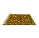 Sideview of Machine Washable Medallion Yellow French Rug, wshtr756yw