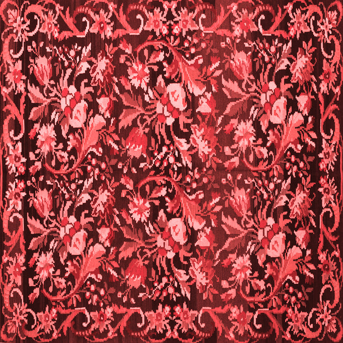 Machine Washable Medallion Red French Rug, wshtr756red